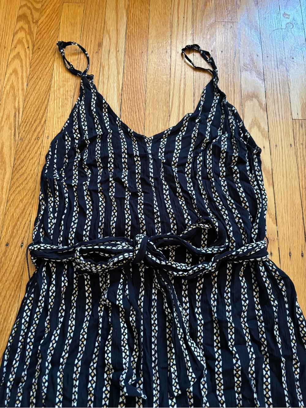 Billabong Black Striped Wide-Leg Jumpsuit with Tie Waist - Picture 2 of 5